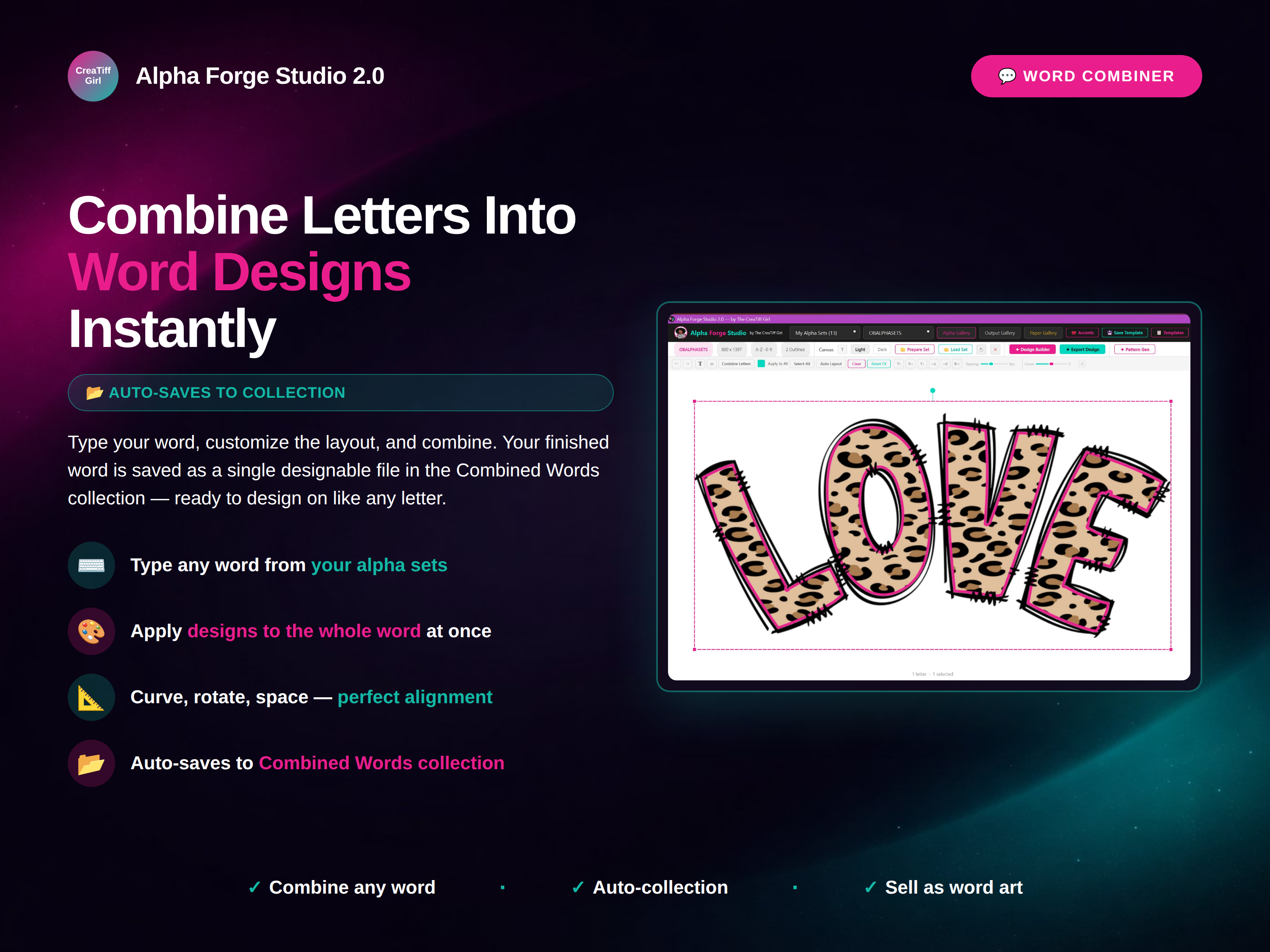 Word Combiner — merge styled letters into a single combined word image